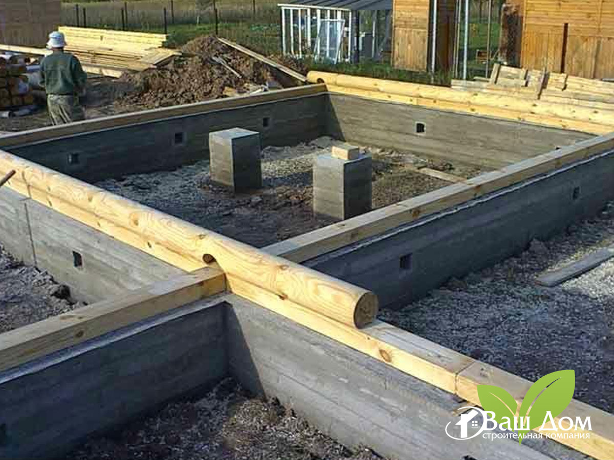 Ленточный фундамент для домов из бревна и бруса