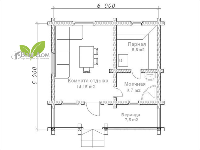 Проект бани Б-06 Проект бани Б-06