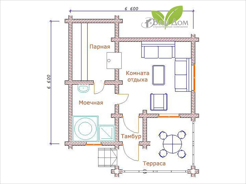 Проект бани Б-08 Проект бани Б-08