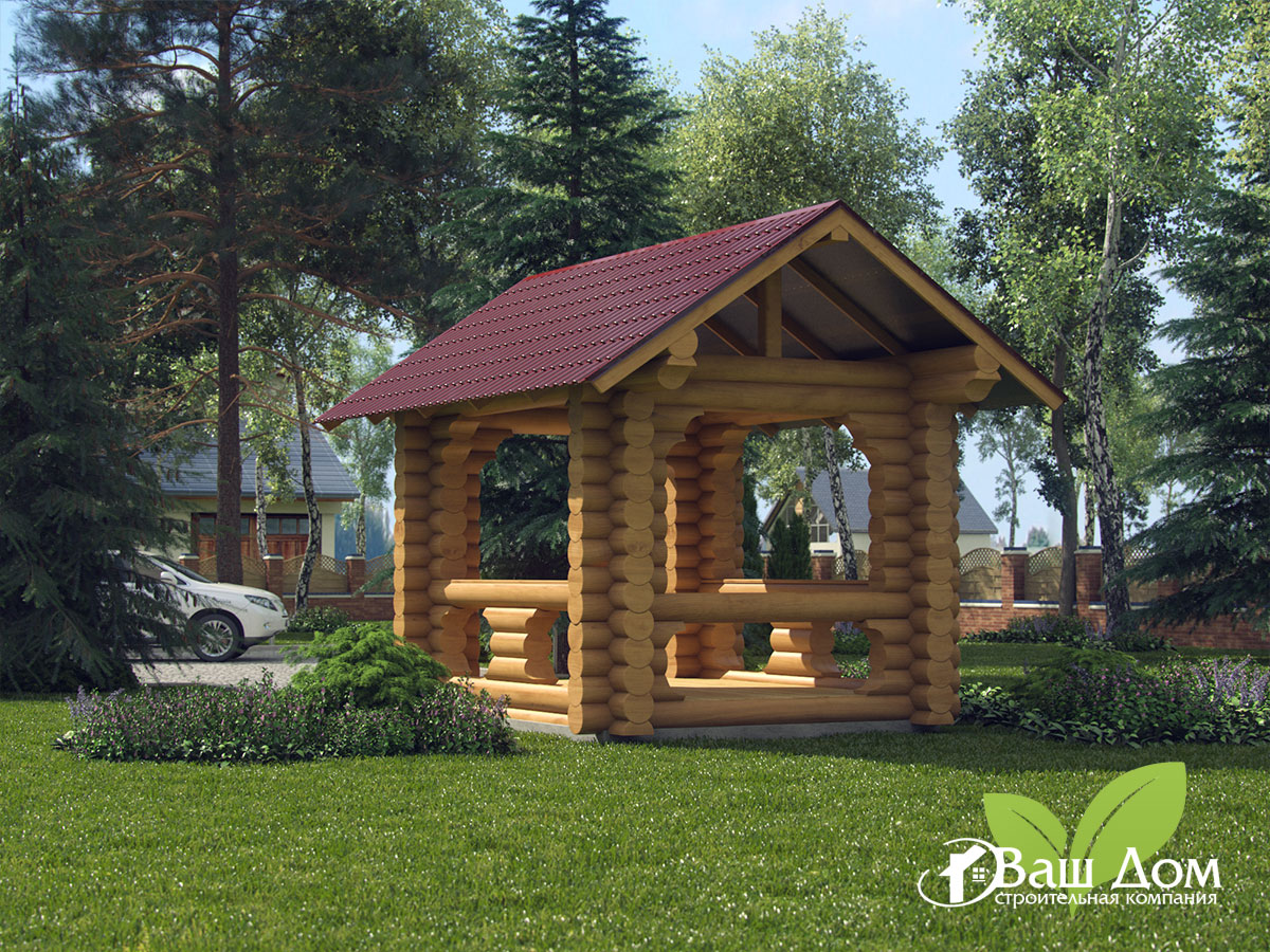 Деревянная летняя беседка бесплатно