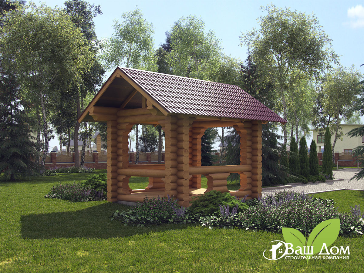 Бесплатный проект беседки из оцилиндрованного бревна